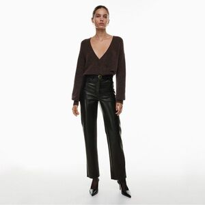 Aritzia | Wilfred | Melina High Rise Straight Leg Faux Leather Pant Size 4